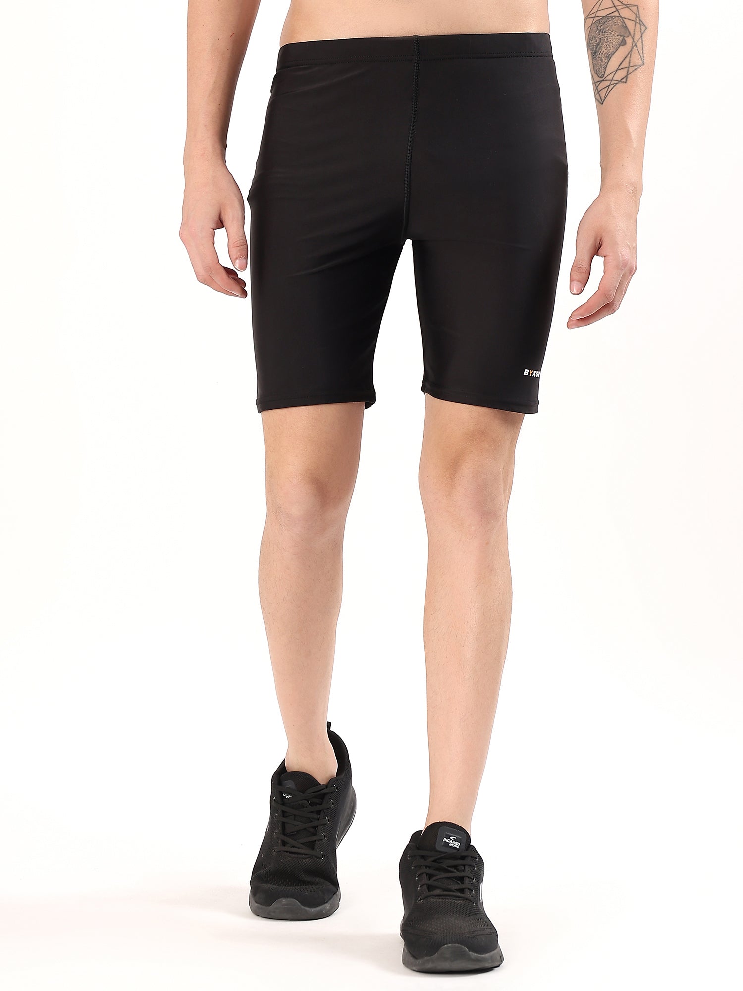 Men's Plain Black Cycling Shorts – Front
