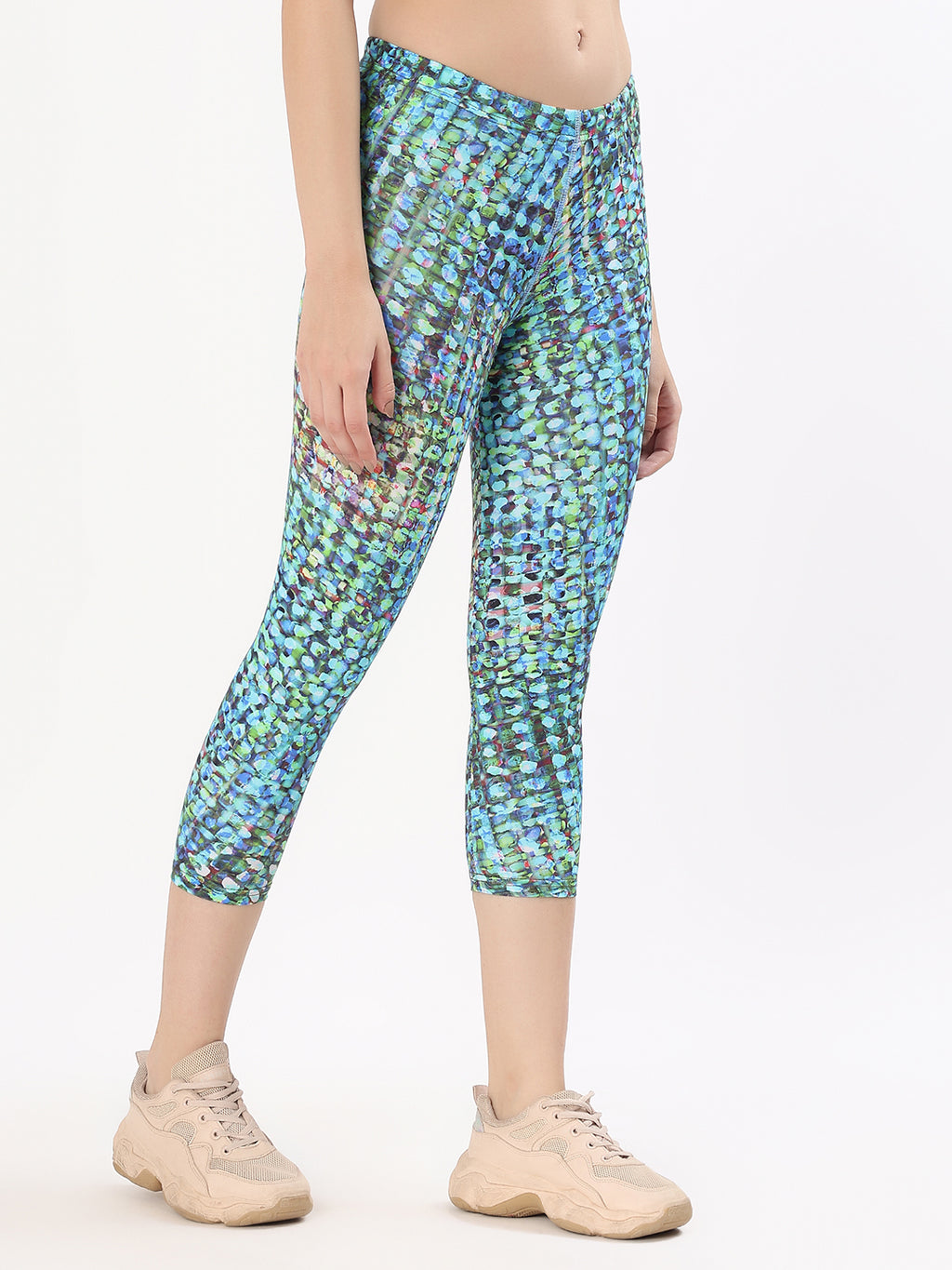 BYXOR Women's Capri Leggings Mosaic Print – Full body lifestyle with basketball