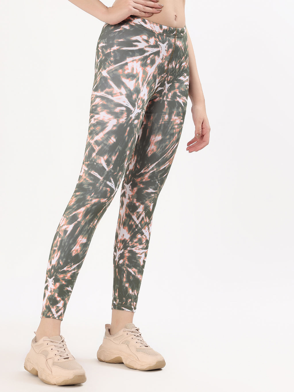 BYXOR Women's Tie Dye Leggings – Front full body view