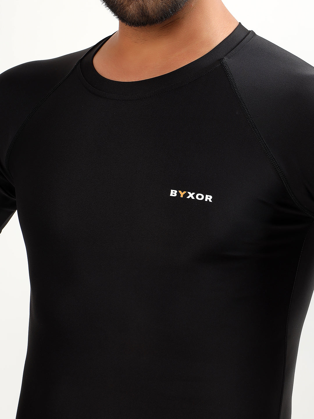 Men's Half Sleeve Compression T-Shirt – BYXOR logo detail