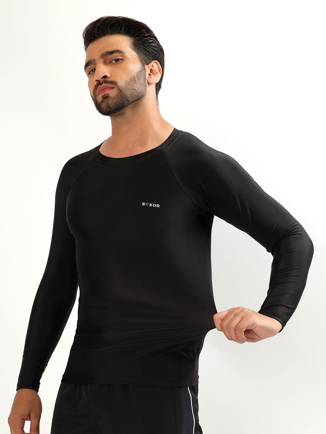 Men's Full Sleeve Compression T-Shirt – Chest detail BYXOR logo