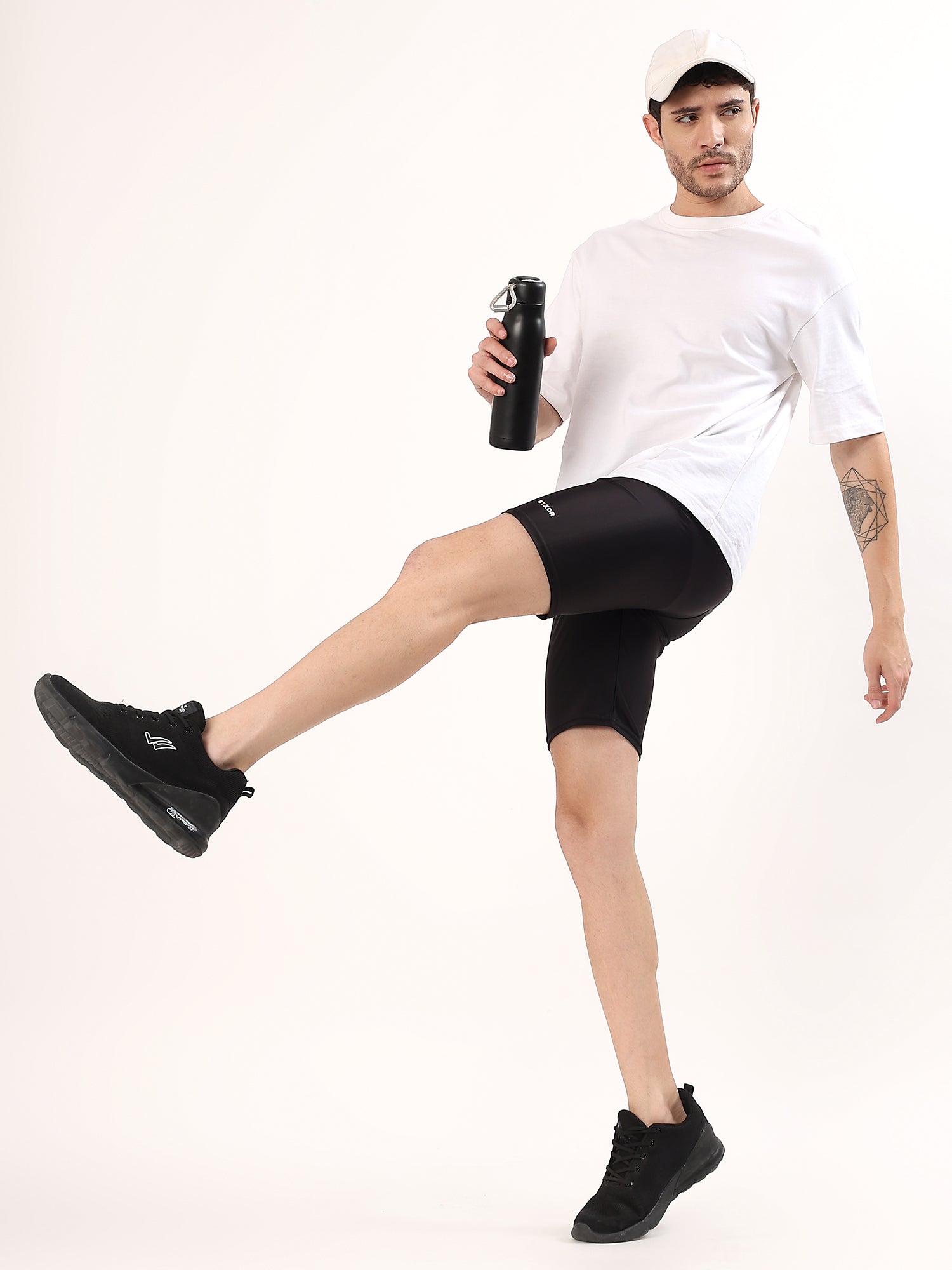 Men's Plain Black Cycling Shorts – Detail