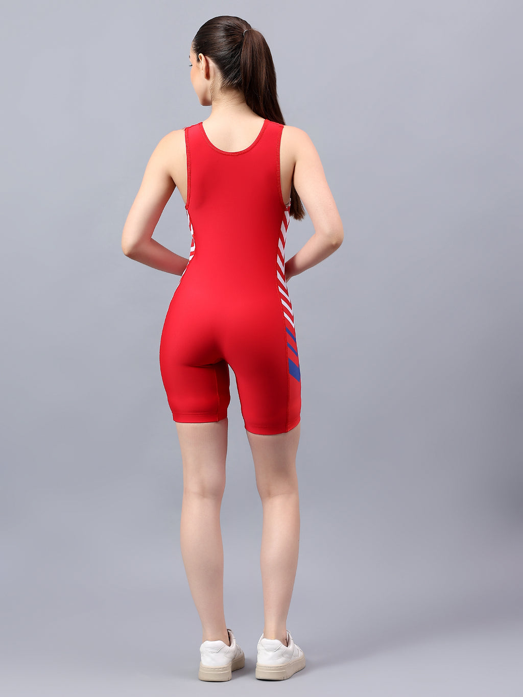 BYXOR Women's Wrestling Outfit Blue – Lifestyle with water bottle