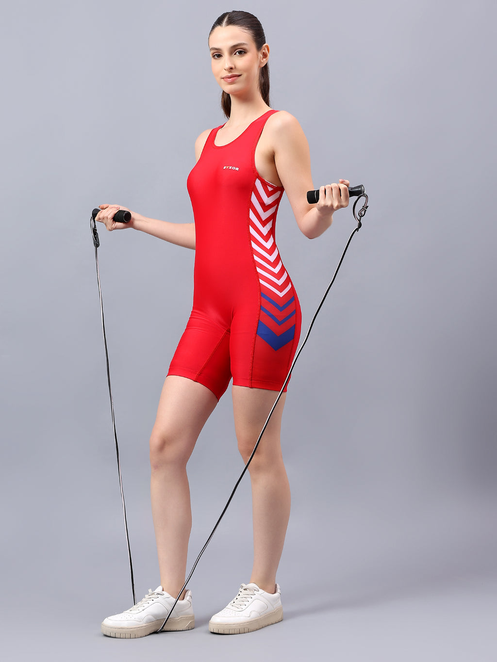 BYXOR Women's Wrestling Outfit Blue – Full body front