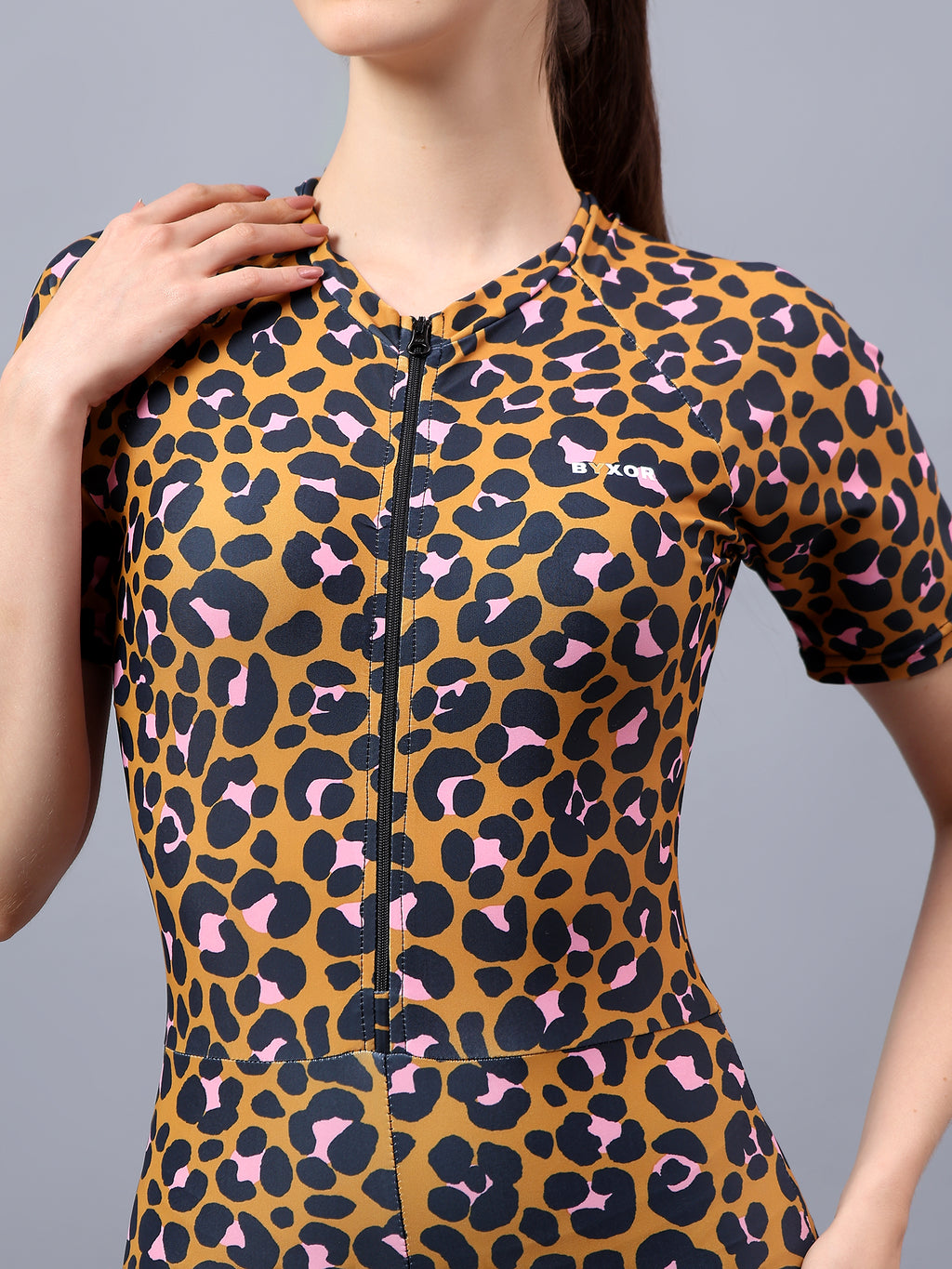 BYXOR Women's Wrestling Outfit Leopard Print – Back view