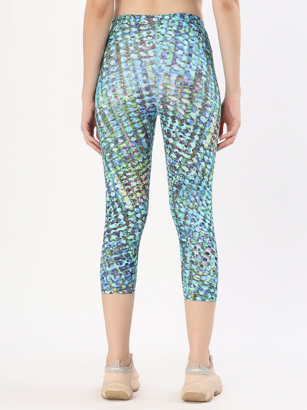 BYXOR Women's Capri Leggings Mosaic Print – Front full body view