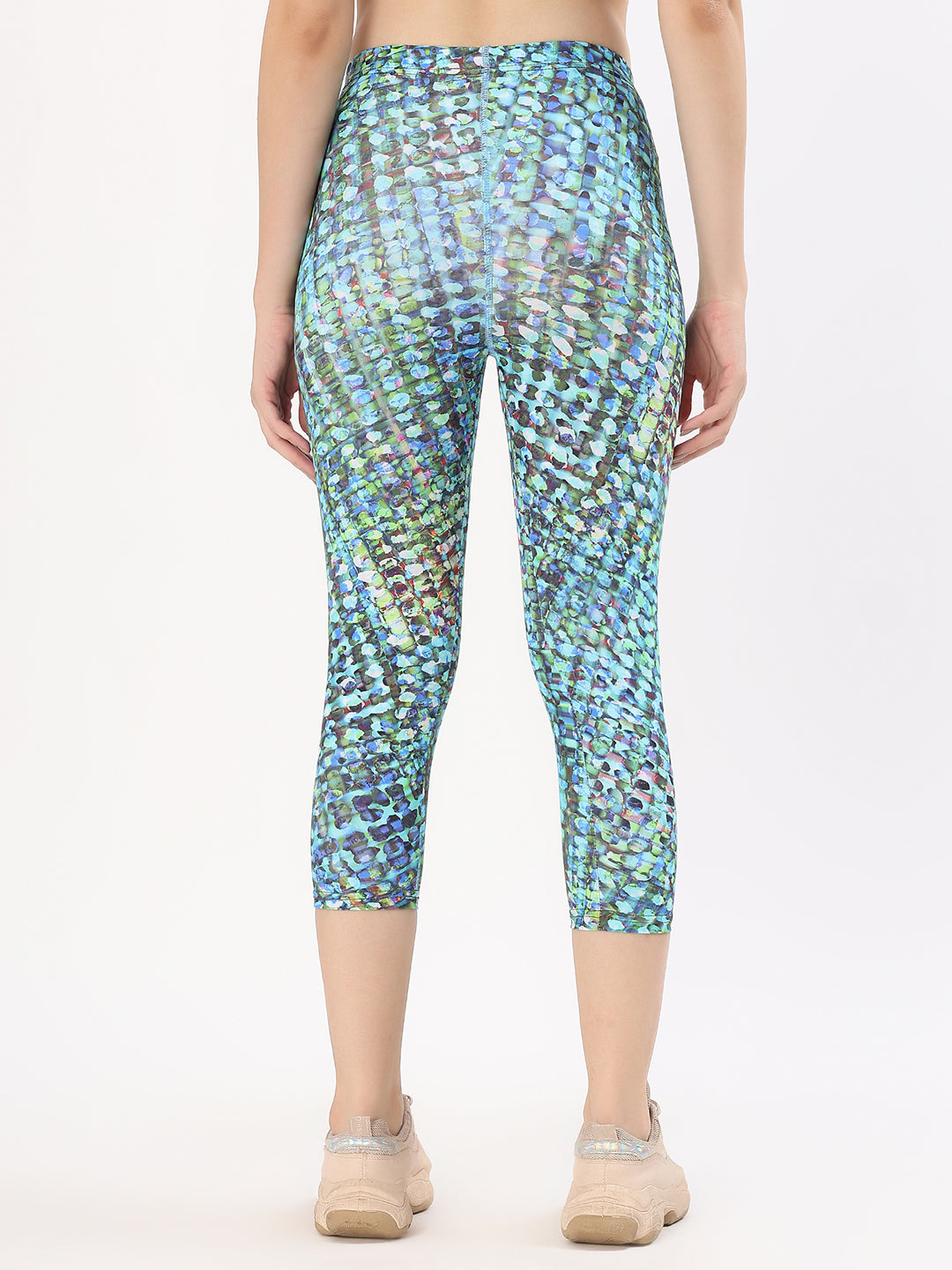 BYXOR Women's Capri Leggings Mosaic Print – Front full body view
