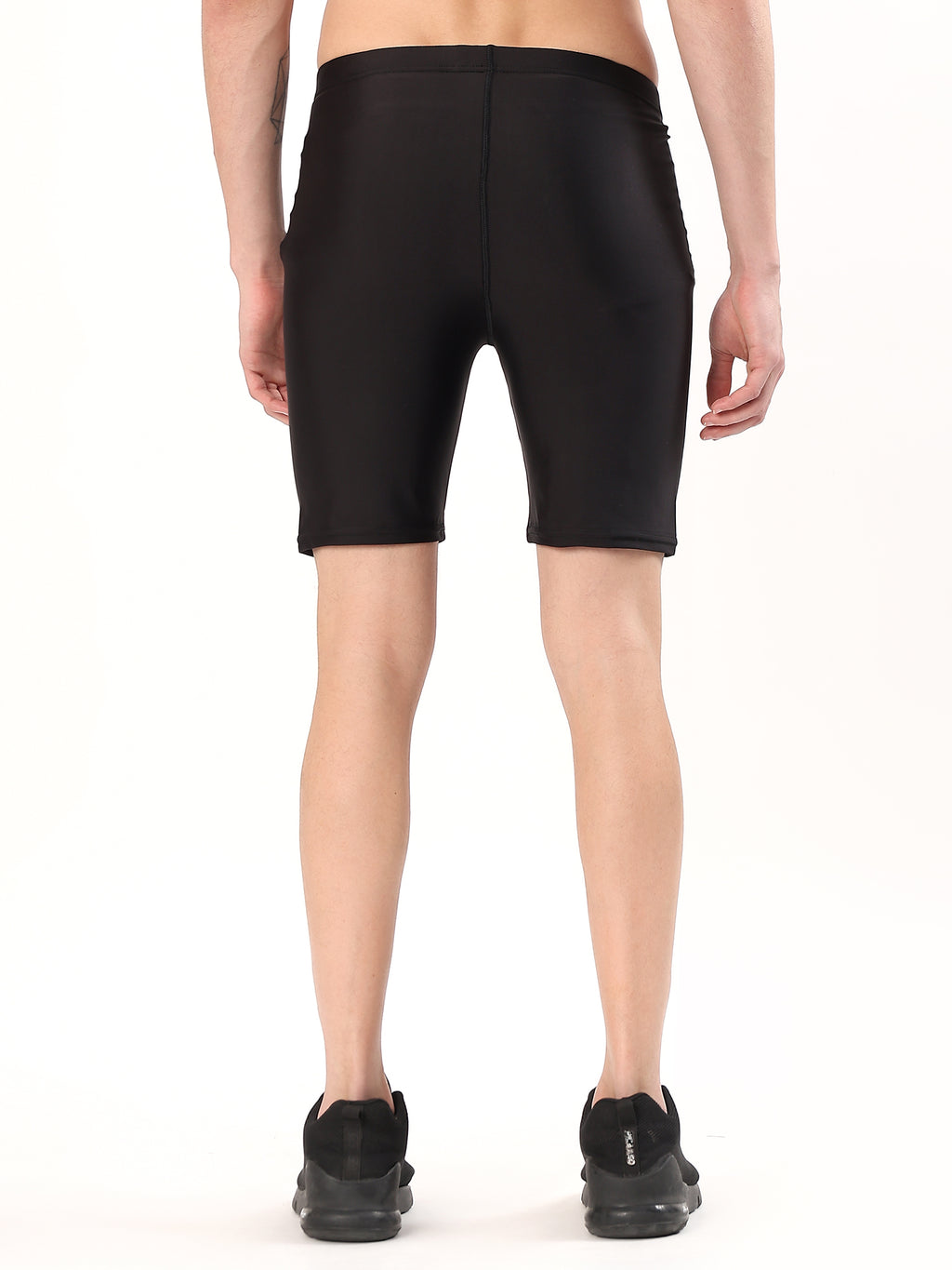 Men's Plain Black Cycling Shorts – Model Side