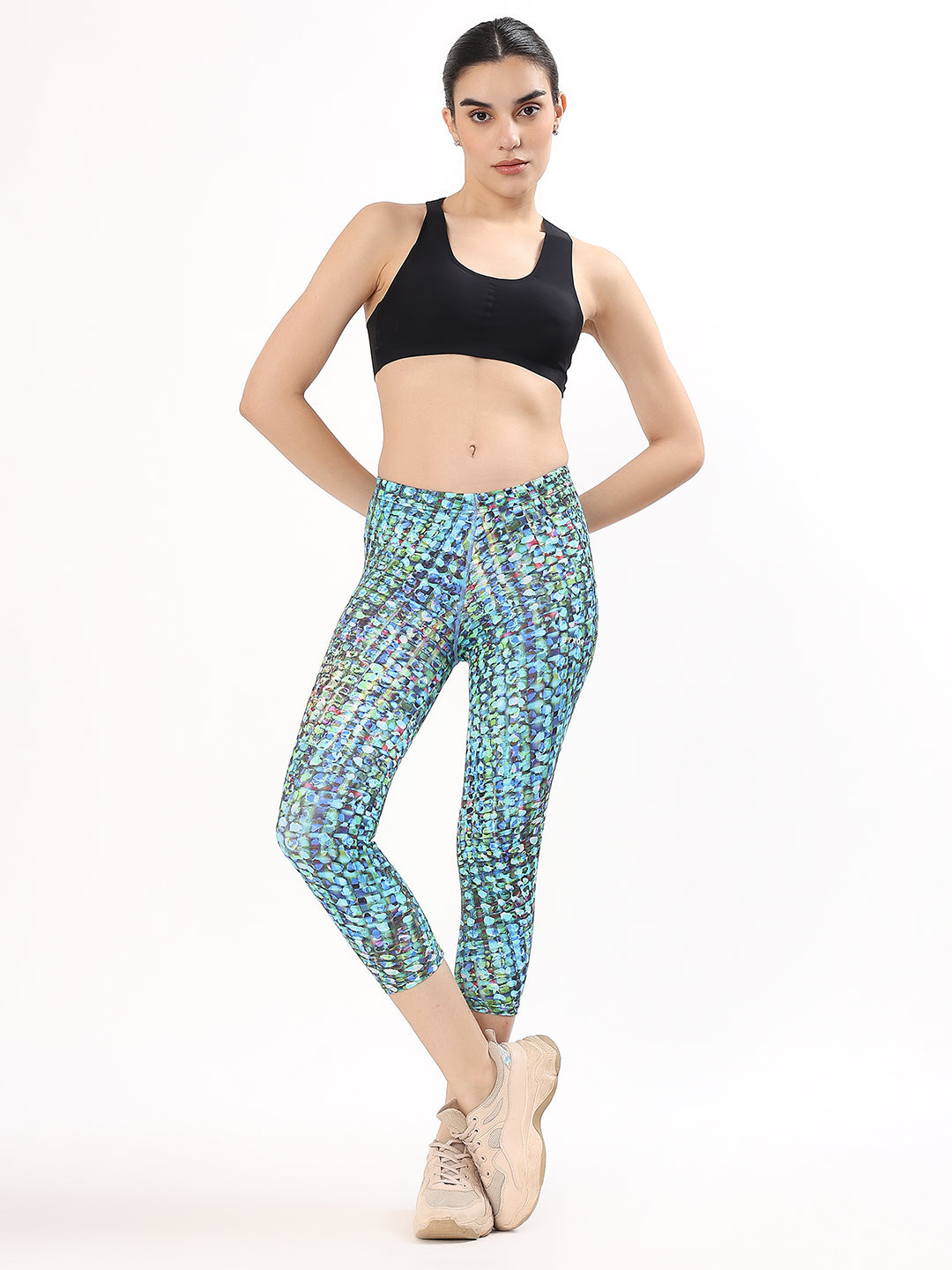 BYXOR Women's Capri Leggings Mosaic Print – Back view